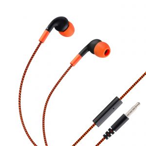 Audífonos manos libres Fit con cable tipo cordón color Naranja