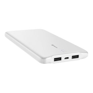 Power Bank de 12,000 mAh con 2 salidas USB color blanco