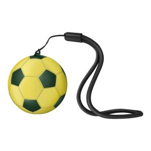 Mini parlante Bluetooth* con forma de balón color amarillo